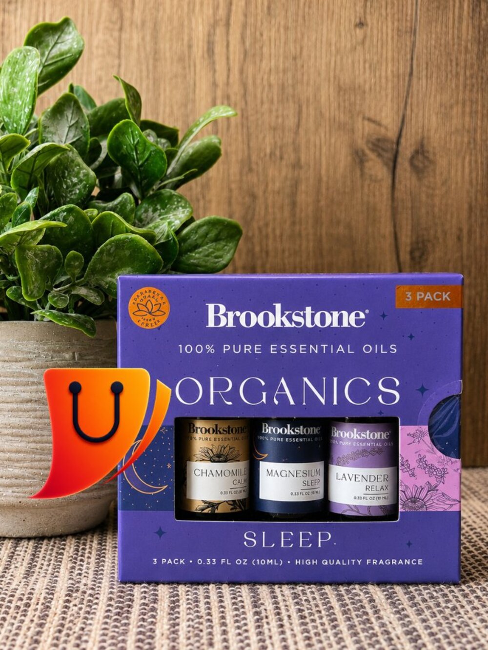 Brookstone Organics Essential Oils Wellness Set 3-Pack 0.33 oz Relax Sleep